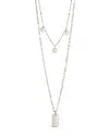 Sterling Forever Two Layer Tag & Disk Charm Layered Necklace In Silver