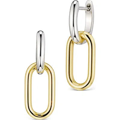 Sterling Forever Two Tone Link Drop Earrings In Dual Tone