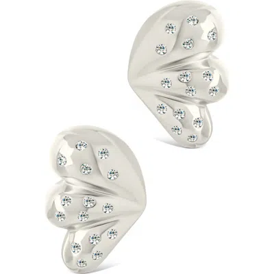 Sterling Forever Twyla Cubic Zirconia Winged Stud Earring In Silver