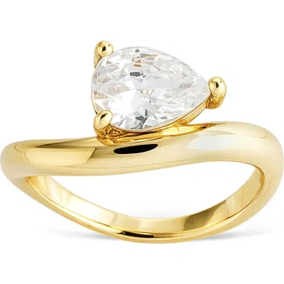Sterling Forever Valencia Pear Cut Cz Ring In Gold