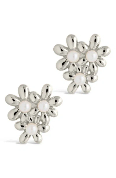 Sterling Forever Vallie Cultured Pearl Stud Earrings In Silver