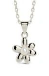 Sterling Forever Vallie Pearl Blossom Pendant Necklace