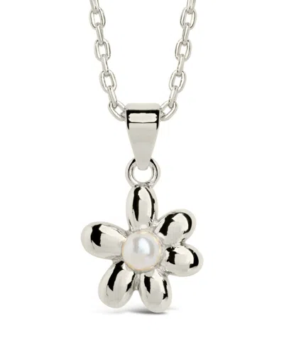 Sterling Forever Vallie Pearl Blossom Pendant Necklace In Silver