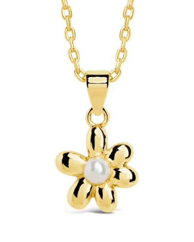 Sterling Forever Vallie Pearl Blossom Pendant Necklace In Gold