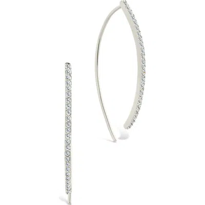 Sterling Forever Vanessa Delicate Pavé Cubic Zirconia Threader Earrings In Silver