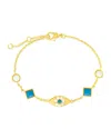 Sterling Forever Varuna Turquoise Evil Eye & Pearl Charm Bracelet In Gold