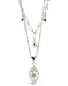 Sterling Forever Varuna Turquoise Evil Eye Charm Layered Necklace In Metallic