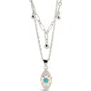 Sterling Forever Varuna Turquoise Evil Eye Charm Layered Necklace In Metallic