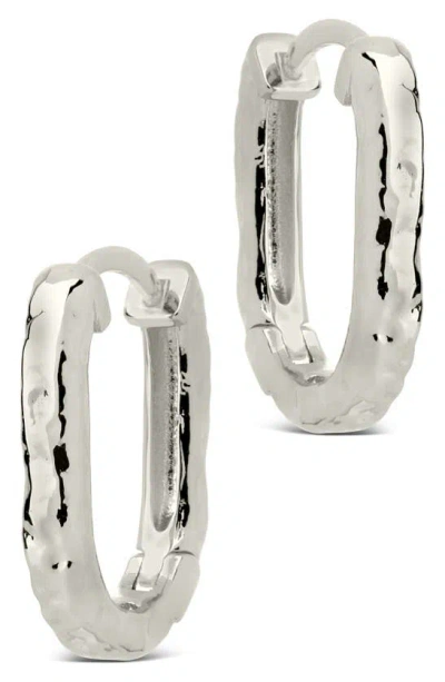 Sterling Forever Veronica Textured Hoop Earrings In Metallic