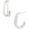 Sterling Forever Vienna Double Prong Hoop Earrings In Silver