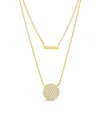 Sterling Forever Vivian Cz Disk & Bar Layered Necklace In Gold