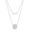 Sterling Forever Vivian Cz Disk & Bar Layered Necklace In Silver