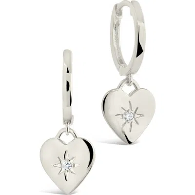 Sterling Forever Vivienne Cz Heart Drop Earrings In Silver