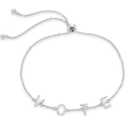 Sterling Forever Vote Bolo Slider Bracelet