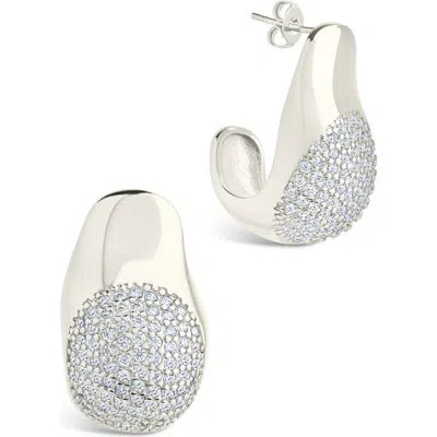 Sterling Forever Wesley Pavé Cubic Zirconia Statement Hoop Earrings In Silver