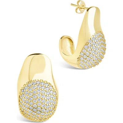 Sterling Forever Wesley Pavé Cubic Zirconia Statement Hoop Earrings In Gold