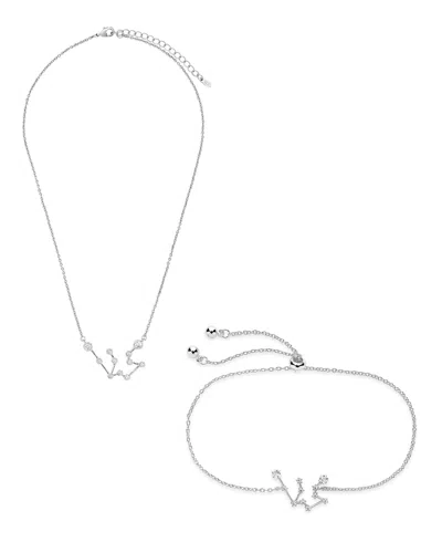 Sterling Forever 'when Stars Align' Constellation Necklace And Bracelet Set In Metallic