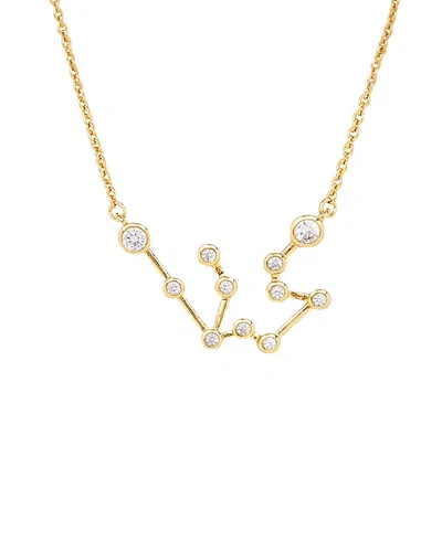 Sterling Forever When Stars Align Constellation Sign 14k Plated Cz Necklace In Gold