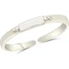 Sterling Forever White Enamel & Sterling Silver Open Band Adjustable Ring