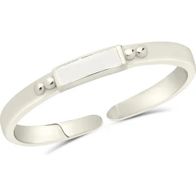 Sterling Forever White Enamel & Sterling Silver Open Band Adjustable Ring