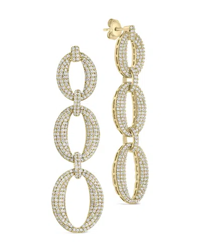 Sterling Forever Whitney Cz Chain Drop Earrings In Gold