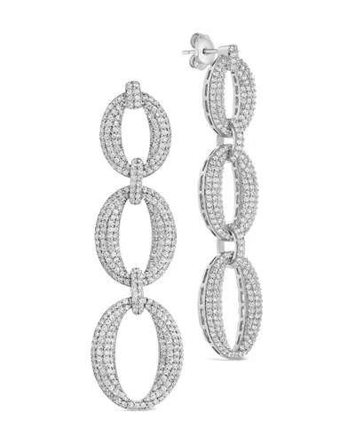 Sterling Forever Whitney Cz Chain Drop Earrings In Silver