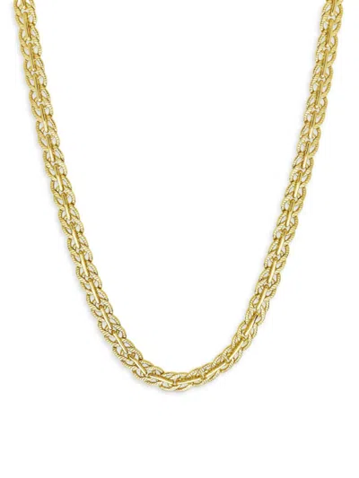 Sterling Forever Women's 14k Goldplated 16" Hammered Curb Chain Necklace In Yellow