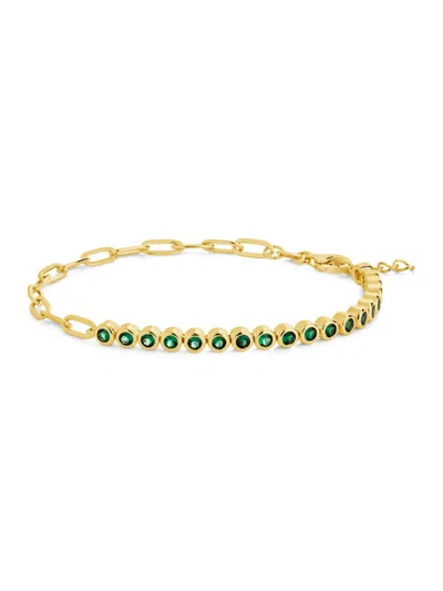 Sterling Forever Women's 14k Goldplated & Cubic Zirconia Chain Bracelet In Brass