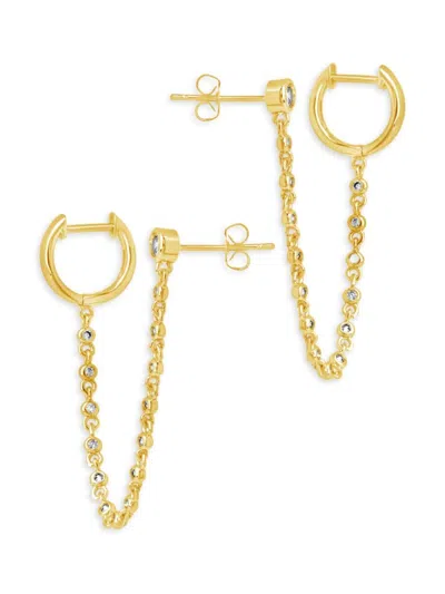 Sterling Forever Women's 14k Goldplated & Cubic Zirconia Chain Drop Earrings In Brass