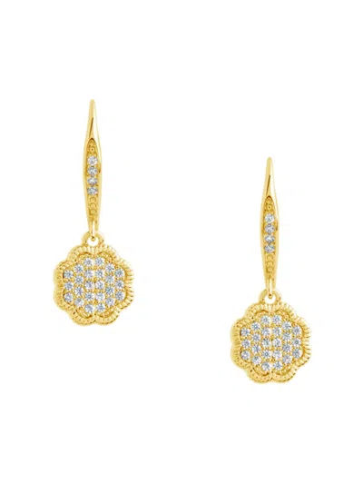 Sterling Forever Women's 14k Goldplated & Cubic Zirconia Rose Petal Drop Earrings