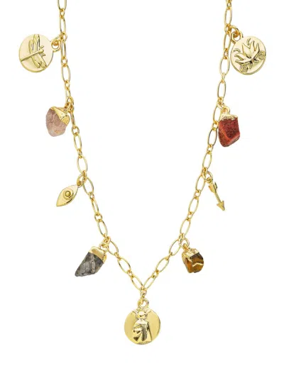 Sterling Forever Women's 14k Goldplated & Multi Charm Necklace In Red
