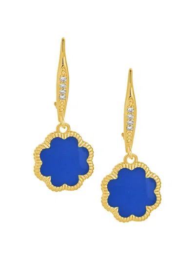 Sterling Forever Women's 14k Goldplated, Cubic Zirconia & Enamel Rose Petal Drop Earrings