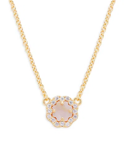 Sterling Forever Women's 14k Goldplated, Cubic Zirconia & Mother Of Pearl Pendant Necklace In Pink