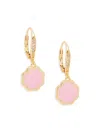 Sterling Forever Women's 14k Goldplated, Enamel & Cubic Zirconia Rose Petal Short Drop Earrings In Rose