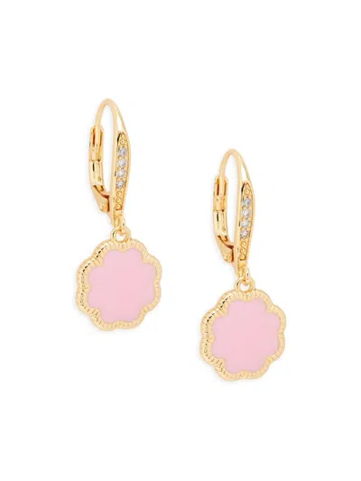 Sterling Forever Women's 14k Goldplated, Enamel & Cubic Zirconia Rose Petal Short Drop Earrings