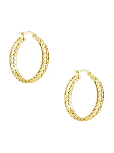Sterling Forever Women's 14k Goldplated Herringbone Hoop Earrings In Brass