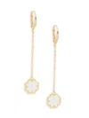 Sterling Forever 14k Plated Pearl Long Drop Earrings In Black