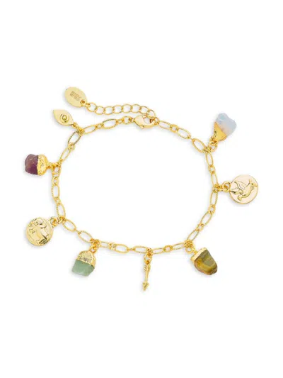 Sterling Forever Women's 14k Goldplated Multi Charm Bracelet In Red