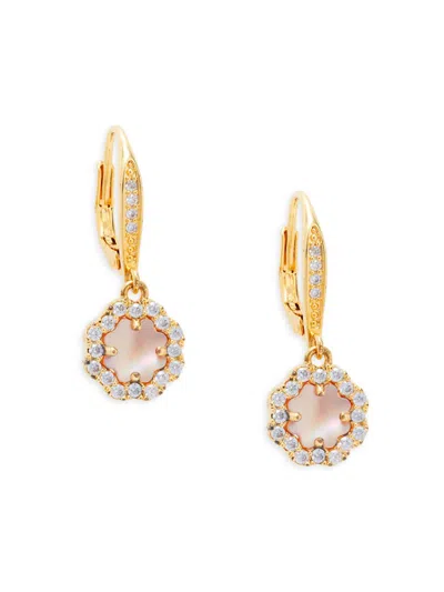 Sterling Forever Women's 14k Goldplated, Pink Mother Of Pearl & Cubic Zirconia Drop Earrings