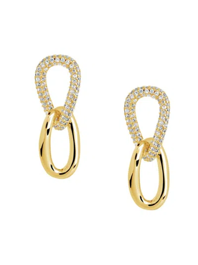 Sterling Forever Women's 14k Goldplated Plated & Cubic Zirconia Link Drop Earrings In Brass