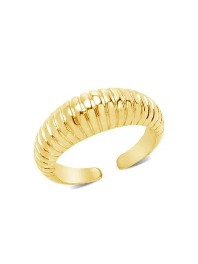 Sterling Forever Women's 14k Goldplated Ribbed Open Ring In Metal