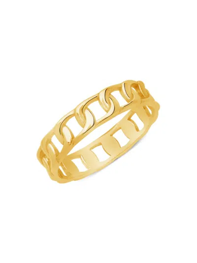 Sterling Forever Women's 14k Goldplated Sterling Silver Thin Curb Chain Ring
