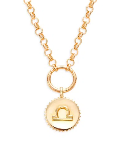 Sterling Forever Women's 14k Goldplated Sterling Silver Zodiac Charm Necklace In Libra
