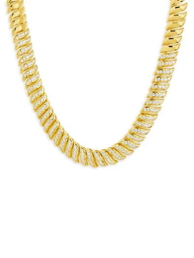 Sterling Forever Women's Arabella 14k Goldplated Cubic Zirconia Chain Necklace In Brass