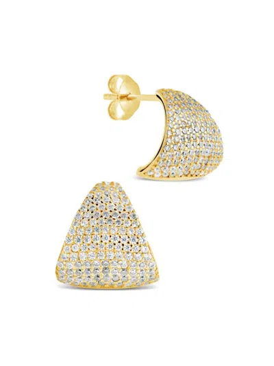 Sterling Forever Women's Aspen 14k Goldplated Cubic Zirconia Fan Stud Earrings In Brass