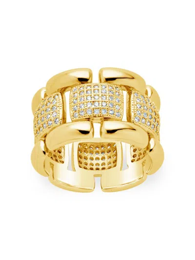 Sterling Forever Women's Avina 14k Goldplated & Cubic Zirconia Link Ring In Brass