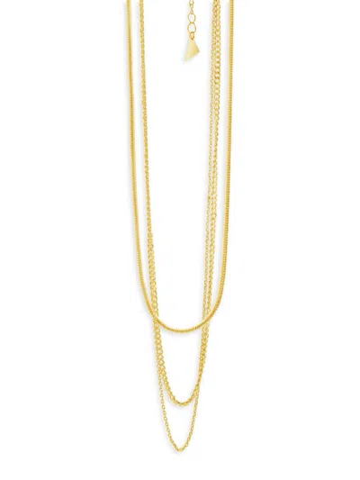 Sterling Forever Women's Brenna 14k Goldplated Layered Chain Necklace In Brass