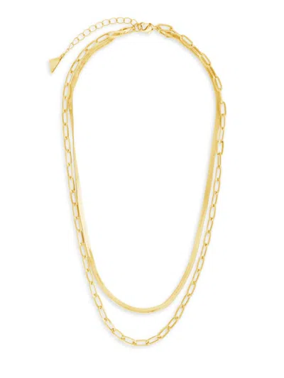 Sterling Forever Women's Brinley 14k Goldplated Layered Chain Necklace In Brass