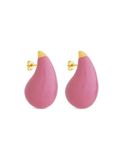 Sterling Forever Women's Brystol 14k Goldplated & Enamel Drop Earrings In Pink