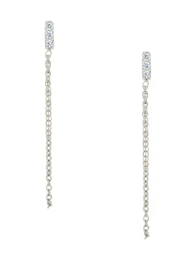 Sterling Forever Women's Chelsea Rhodium Plated & Cubic Zirconia Front To Back Earrings In Brass